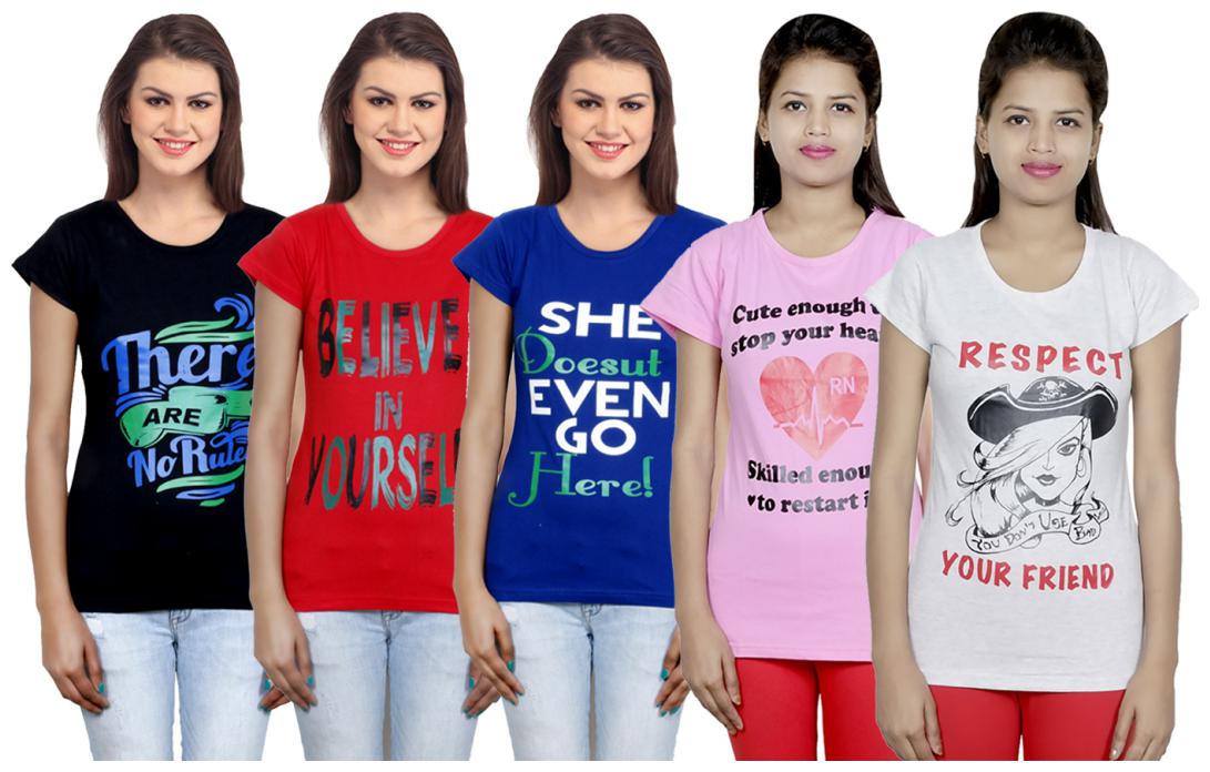 

IndiWeaves Girls Cotton T-Shirt(Pack Of 5 T-Shirt) Combo Offer