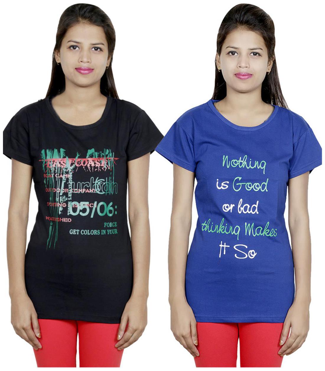 

IndiWeaves Girls Cotton T-Shirt Pack of -2