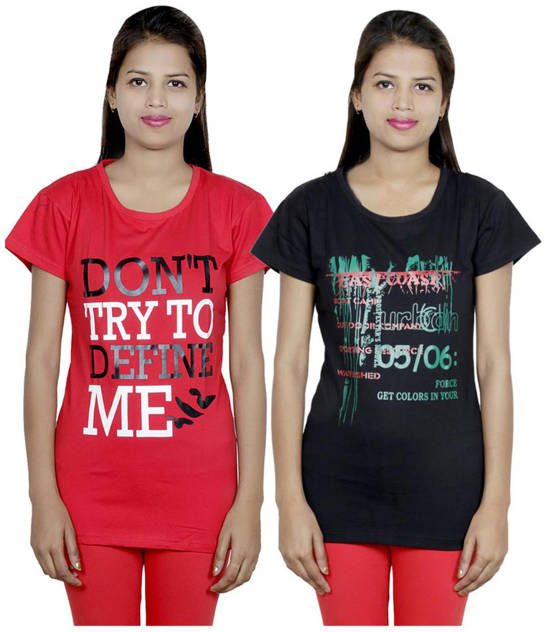 

IndiWeaves Girls Cotton T-Shirt Pack of -2