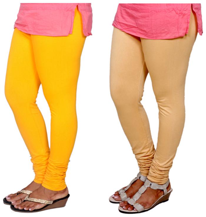 

IndiWeaves Multi Color Cotton Churidar Legging Pack of 2