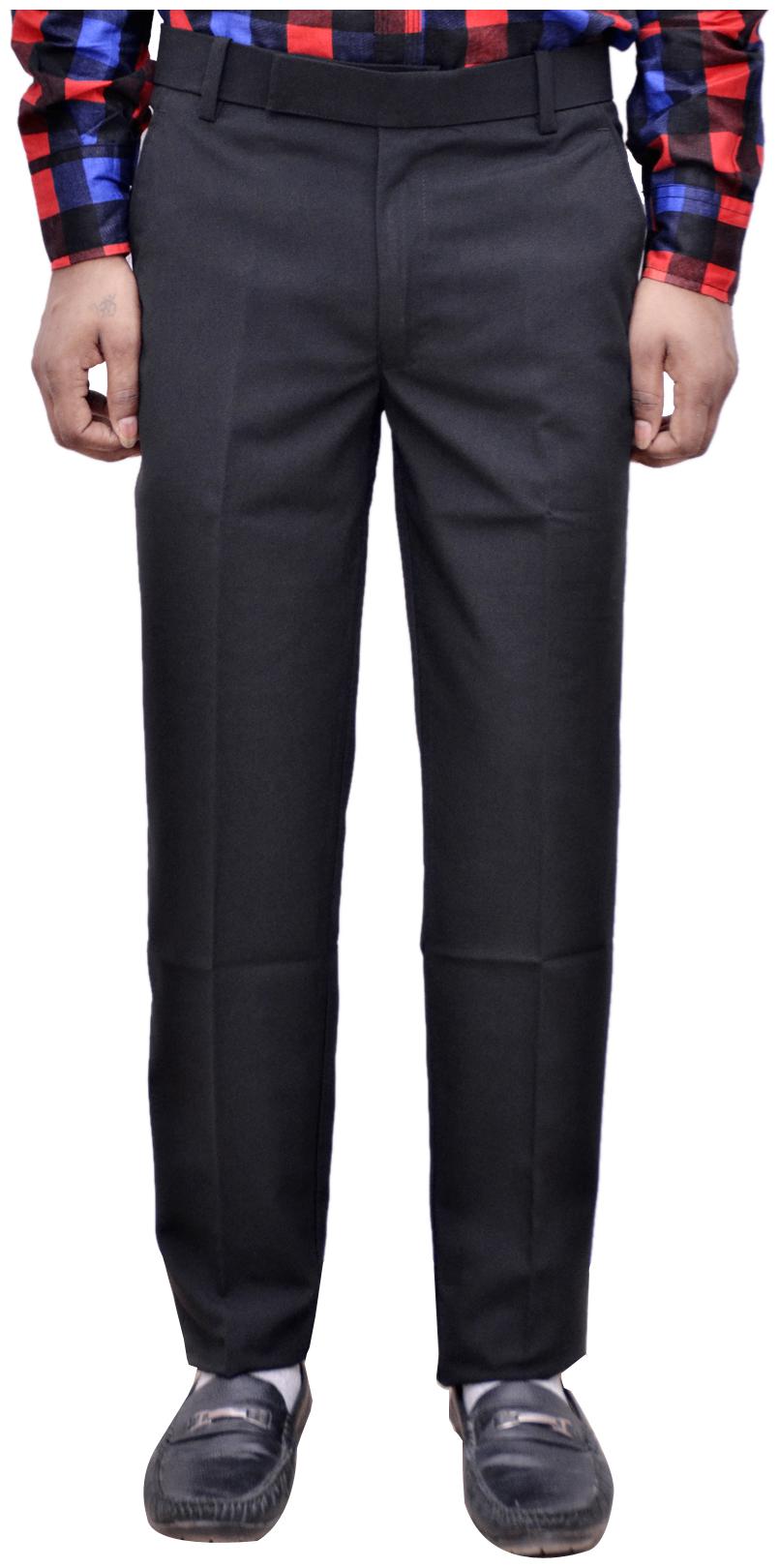 

Indiweaves Men Solid Regular Fit Formal Trouser - Black