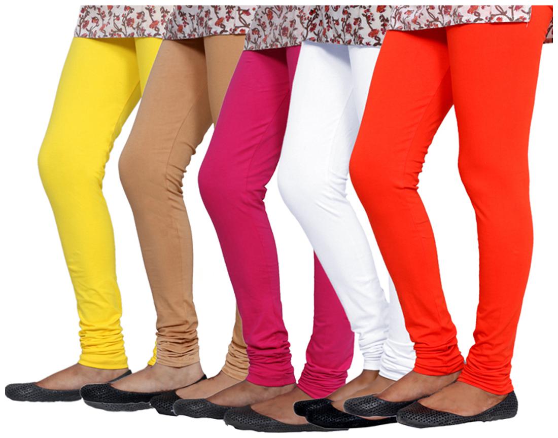 

Indiweaves Multi Color Cotton Churidar Legging Pack of 5