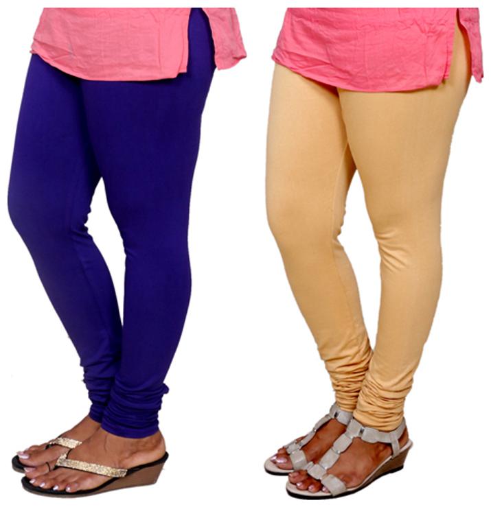 

IndiWeaves Multi Color Cotton Churidar Legging Pack of 2