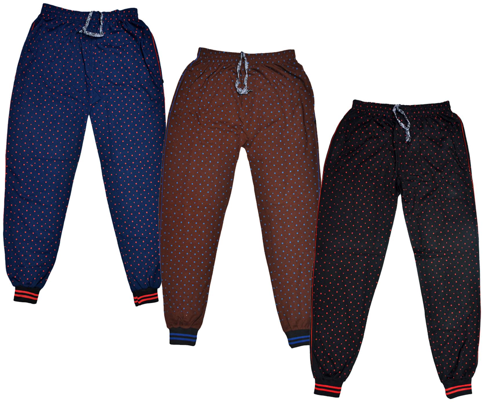 

IndiWeaves Men Cotton Pranted Lowers Pyjama and Track Pants Pack of 3