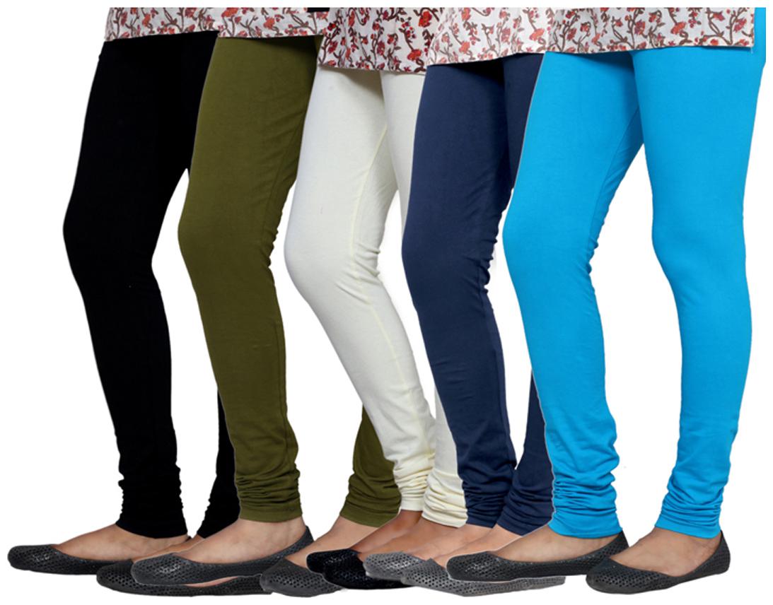 

Indiweaves Multi Color Cotton Churidar Legging Pack of 5