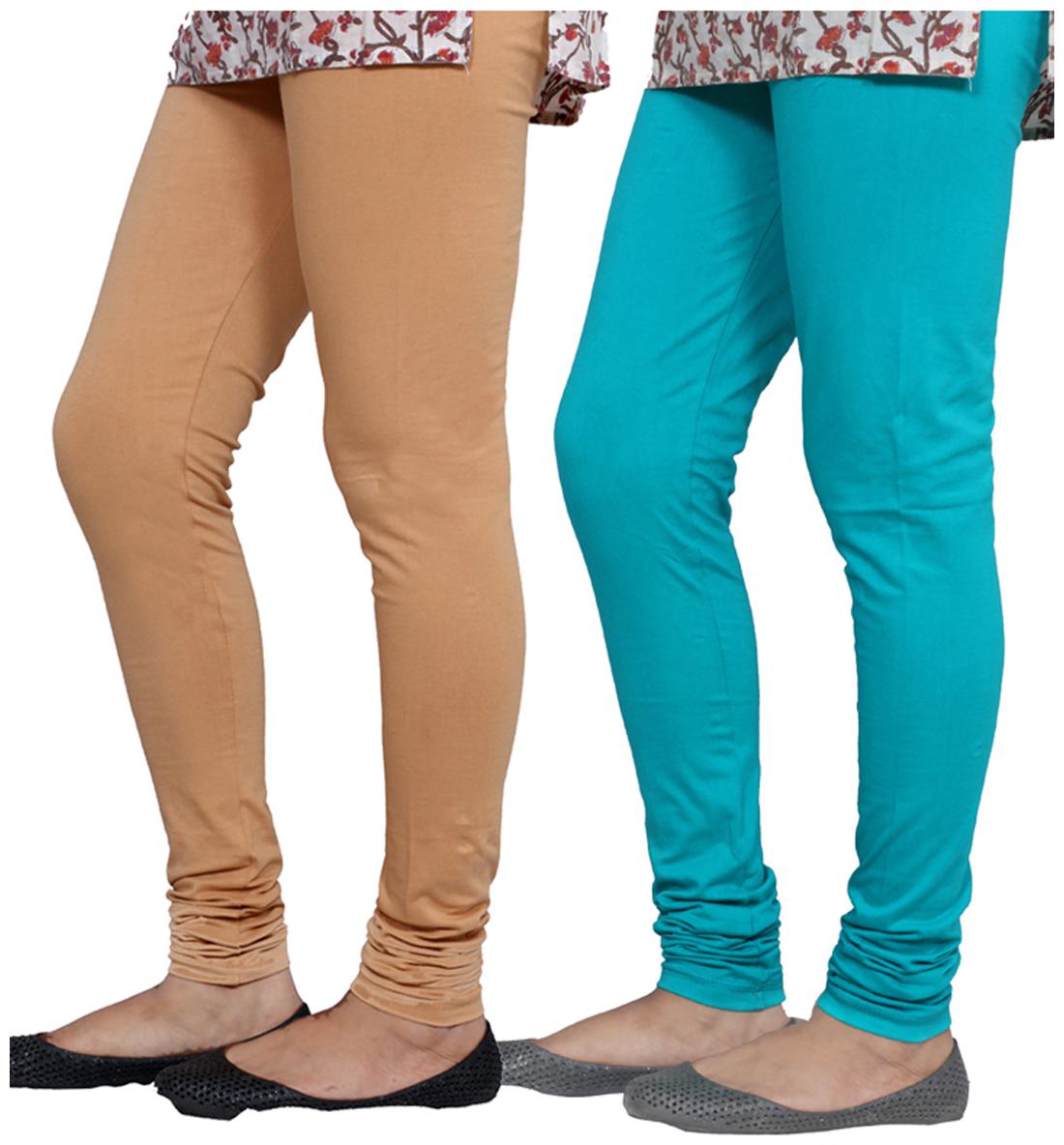 

IndiWeaves Multi Color Cotton Churidar Legging Pack of 2