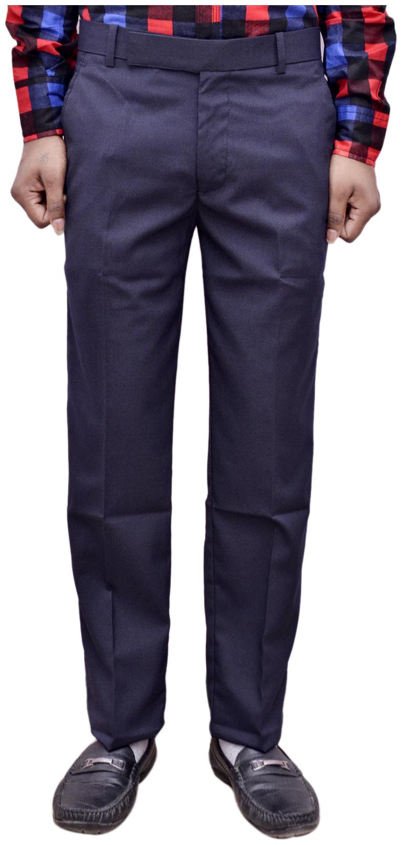 

Indiweaves Men Solid Regular Fit Formal Trouser - Blue