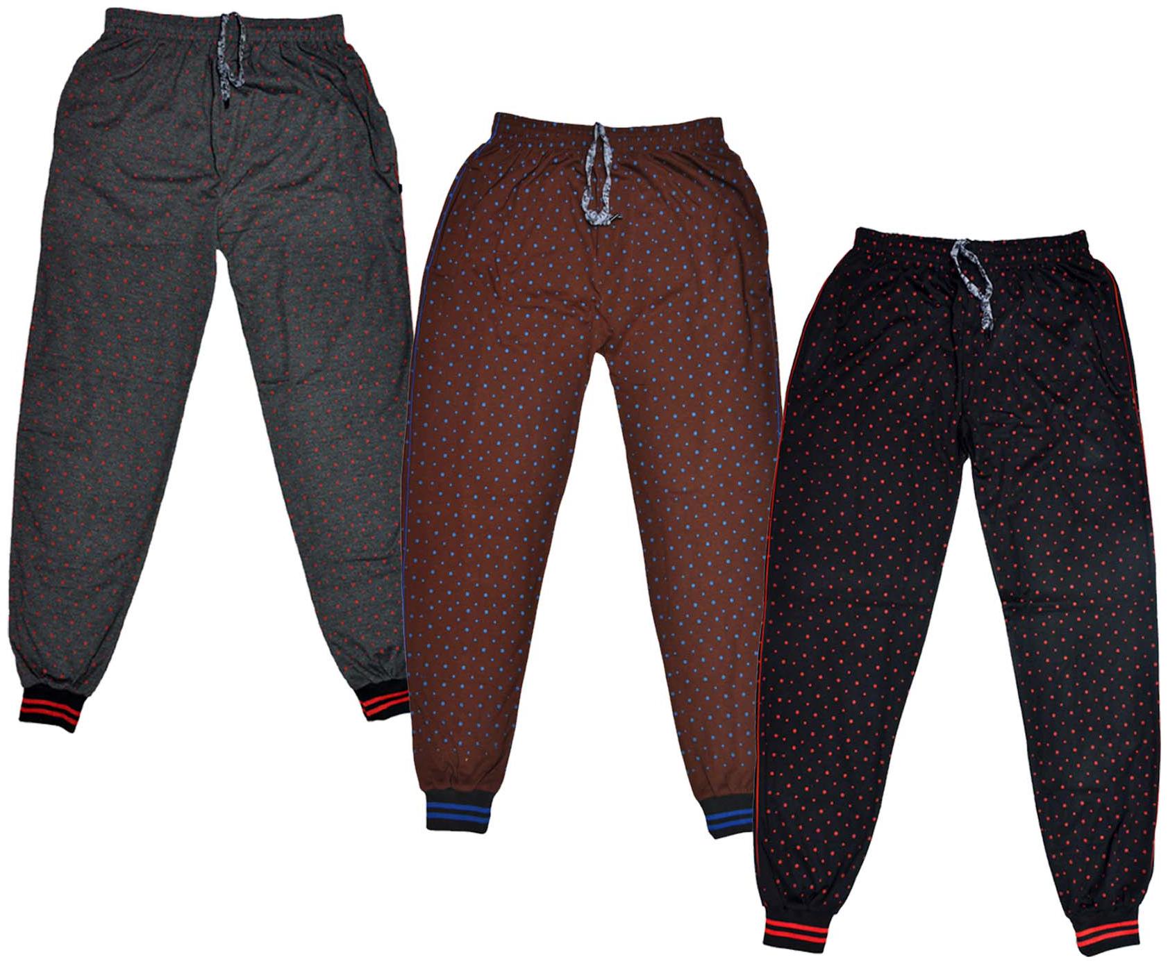 

IndiWeaves Men Cotton Pranted Lowers Pyjama and Track Pants Pack of 3