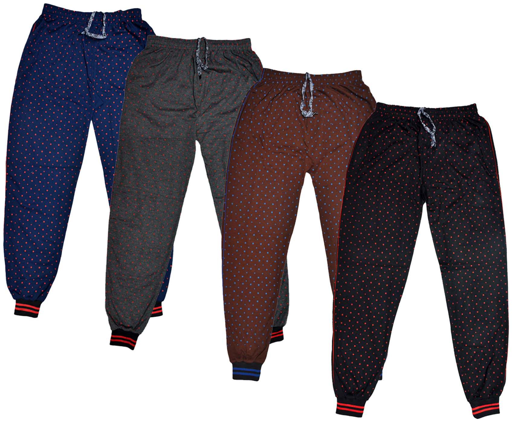 

IndiWeaves Men Cotton Pranted Lowers Pyjama and Track Pants Pack of 4