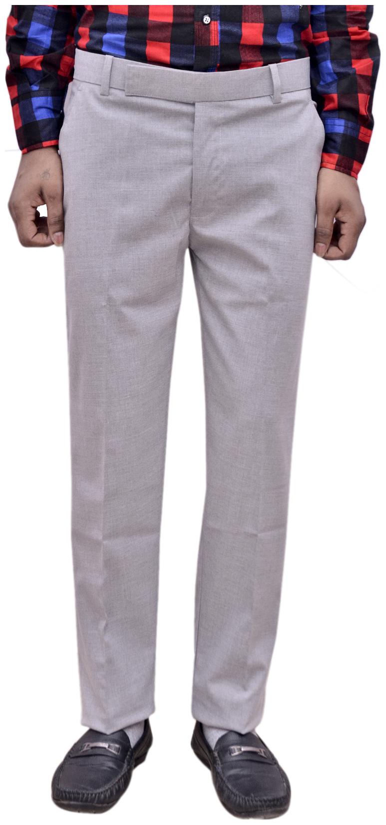 

Indiweaves Men Solid Regular Fit Formal Trouser - Grey