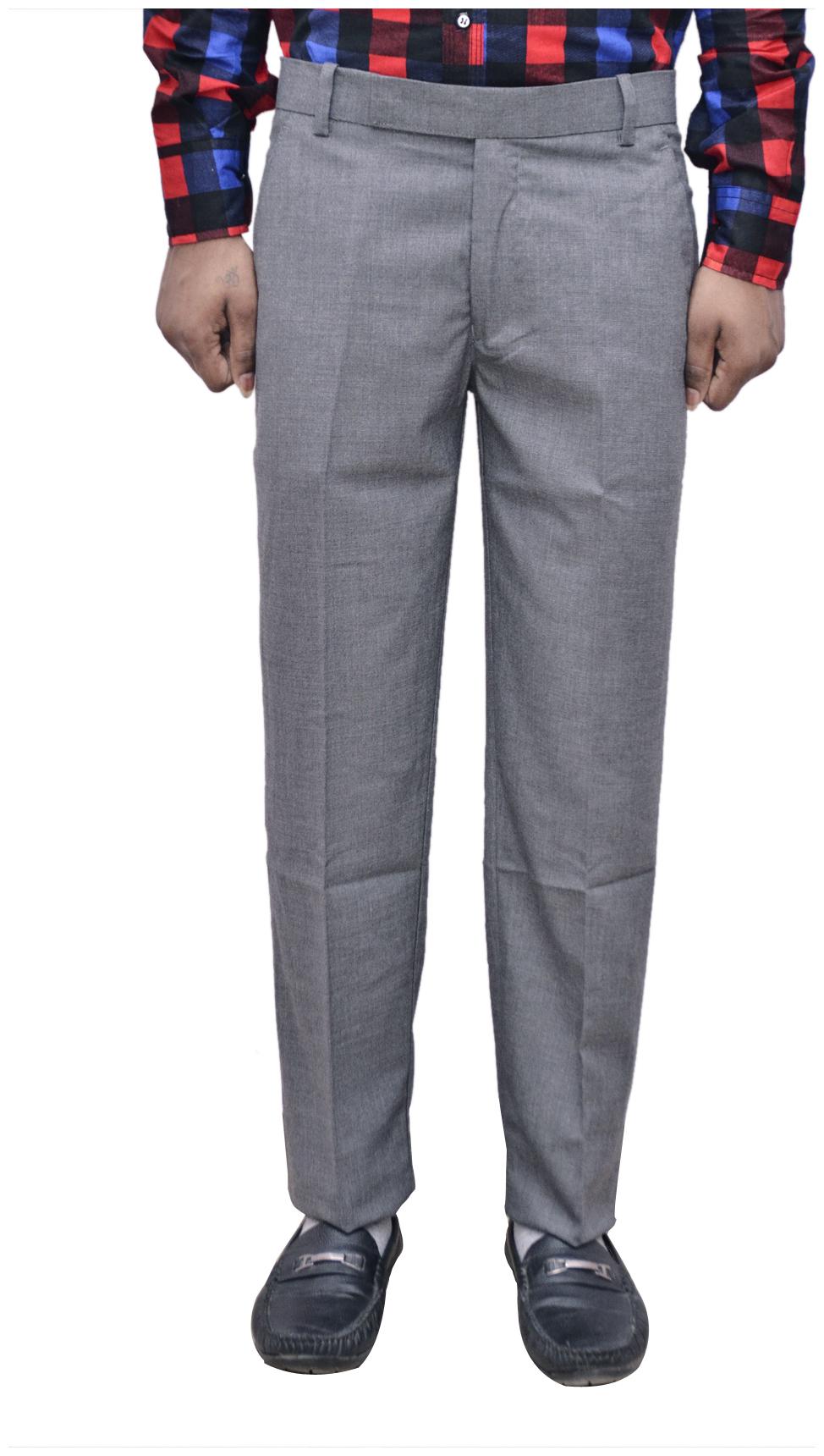 

Indiweaves Men Solid Regular Fit Formal Trouser - Grey
