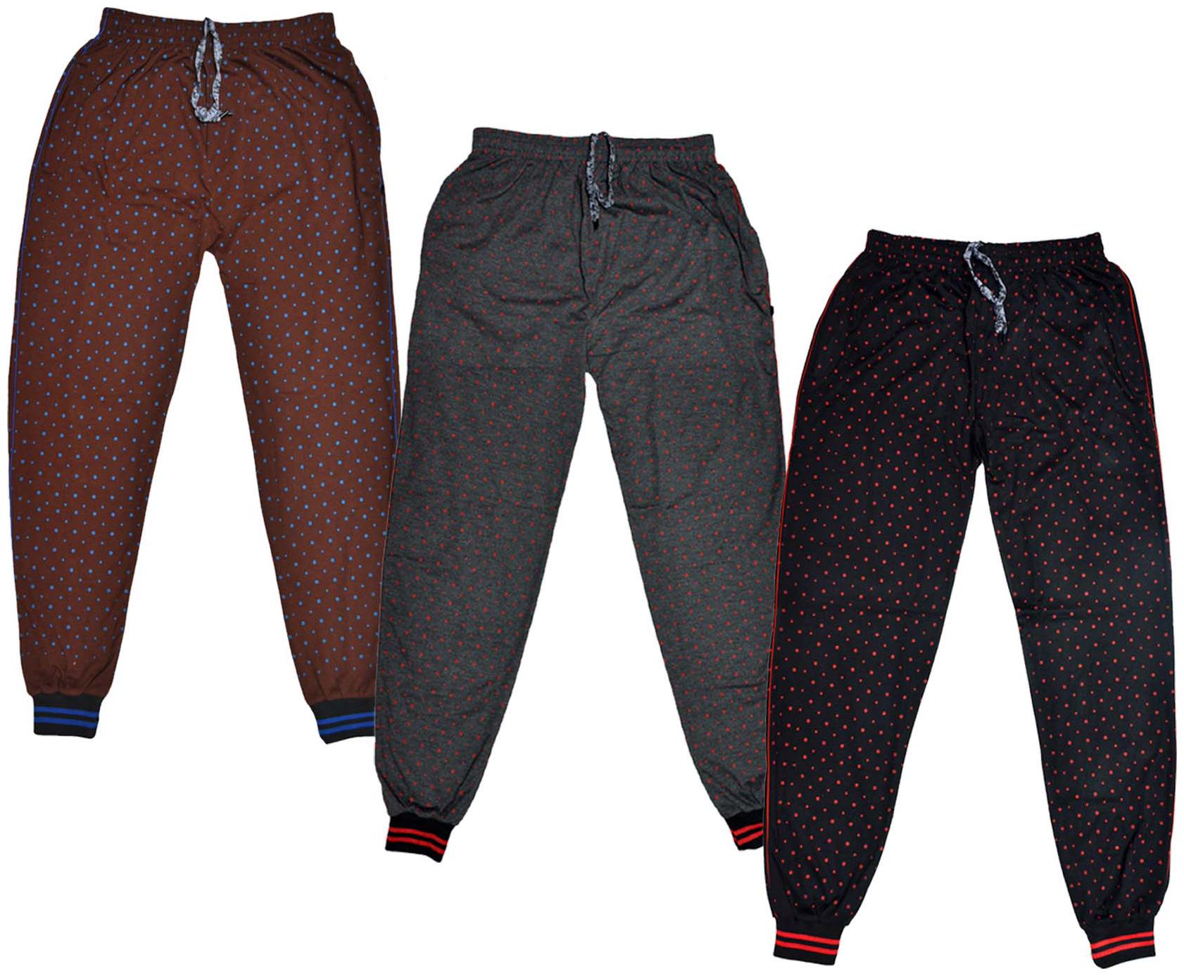 

IndiWeaves Men Cotton Pranted Lowers Pyjama and Track Pants Pack of 3