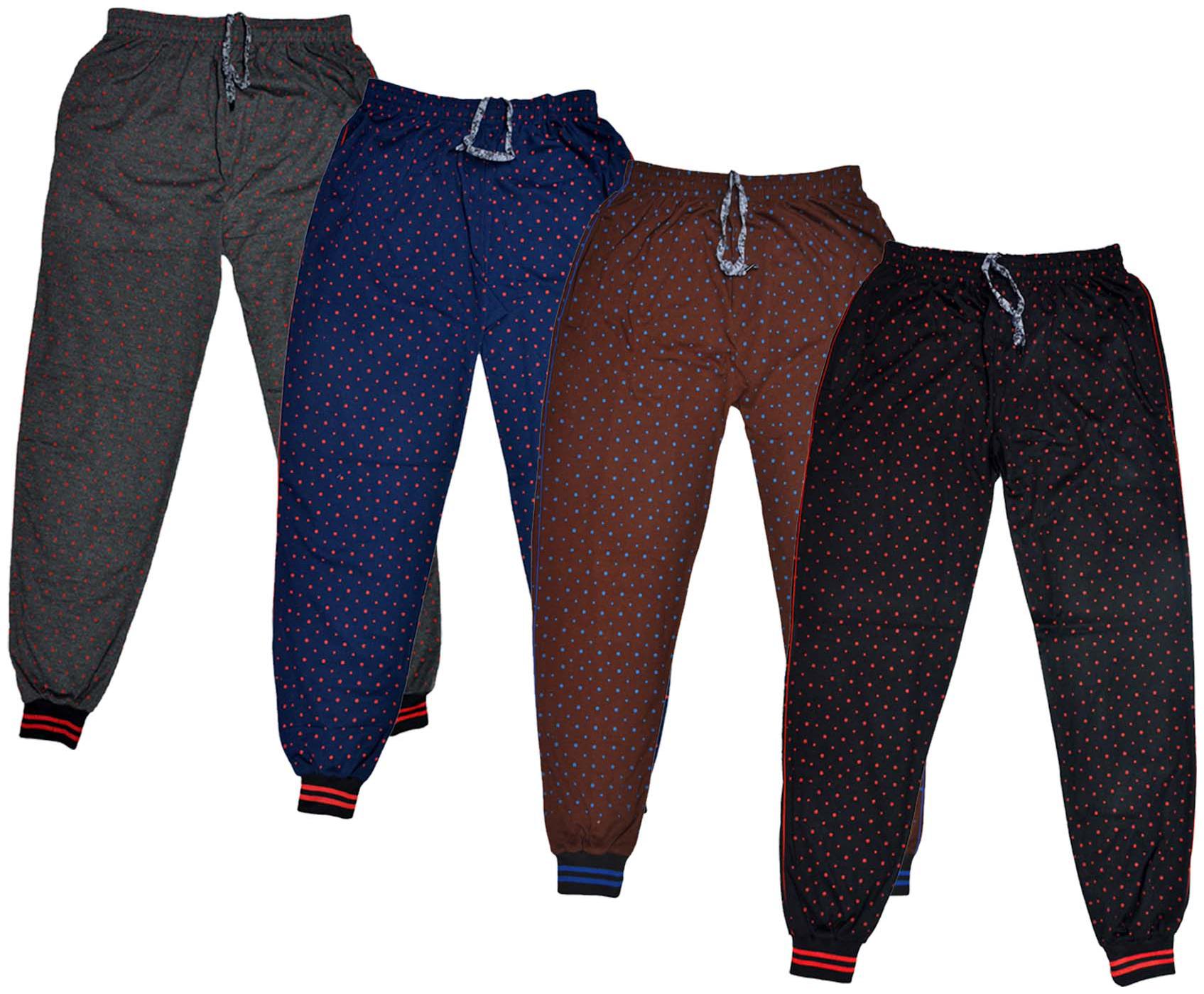 

IndiWeaves Men Cotton Pranted Lowers Pyjama and Track Pants Pack of 4