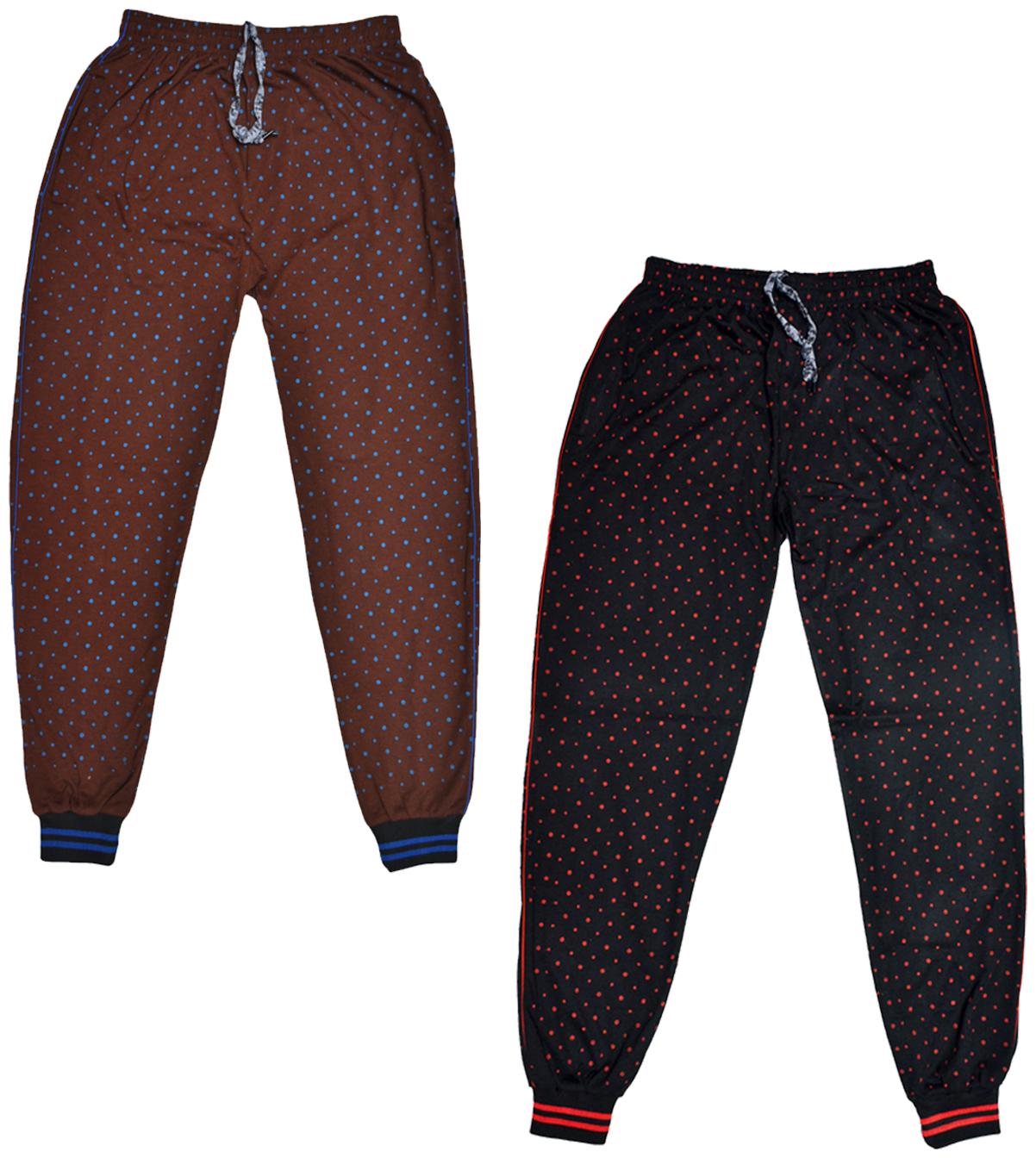 

IndiWeaves Men Cotton Pranted Lowers Pyjama and Track Pants Pack of 2