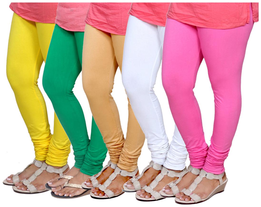 

Indiweaves Multi Color Cotton Churidar Legging Pack of 5