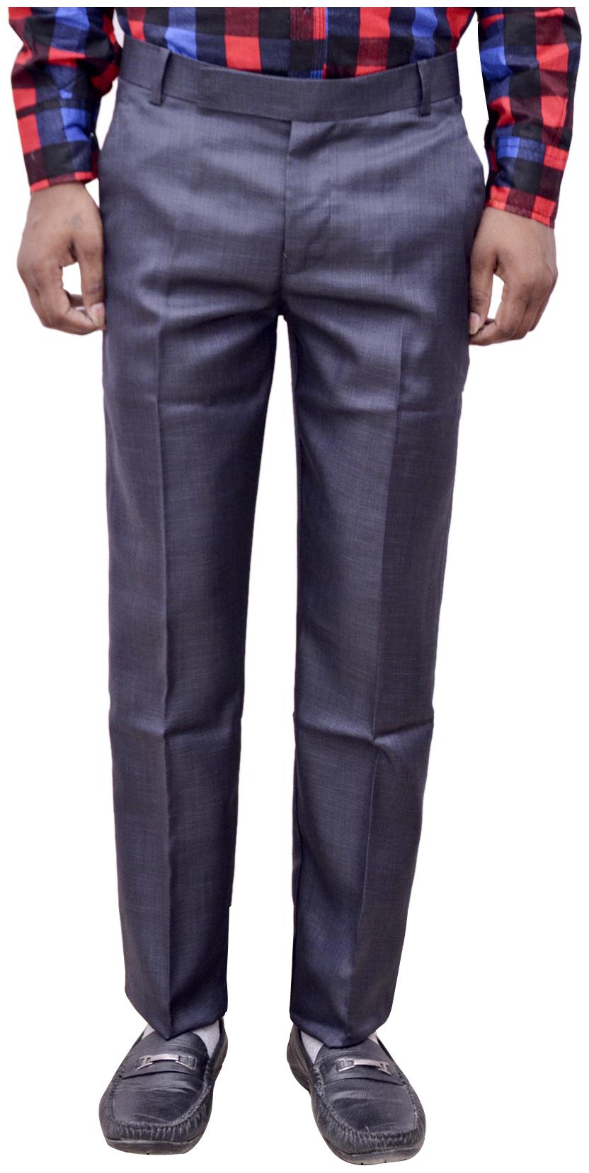 

Indiweaves Men Solid Regular Fit Formal Trouser - Blue