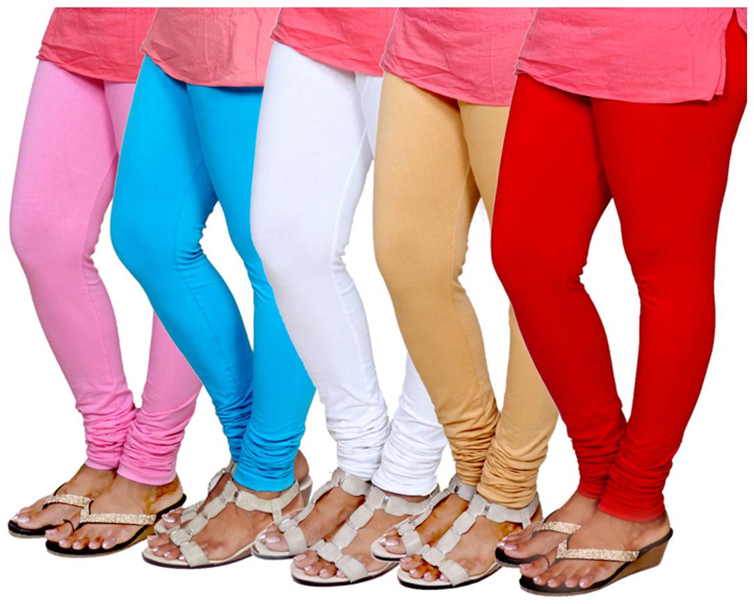 

Indiweaves Multi Color Cotton Churidar Legging Pack of 5
