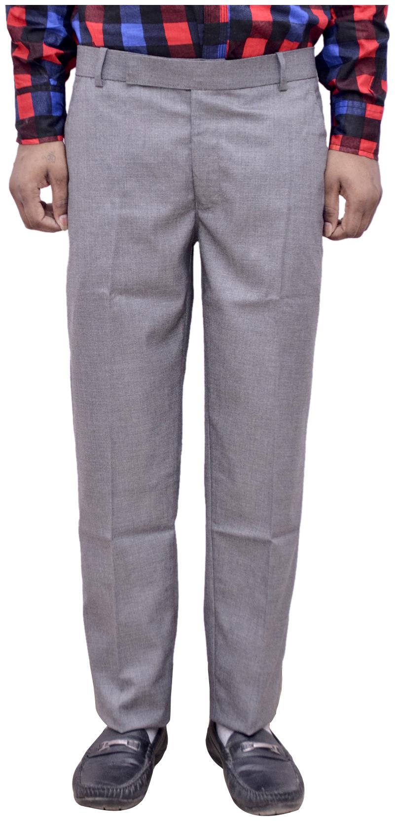 

Indiweaves Men Solid Regular Fit Formal Trouser - Grey