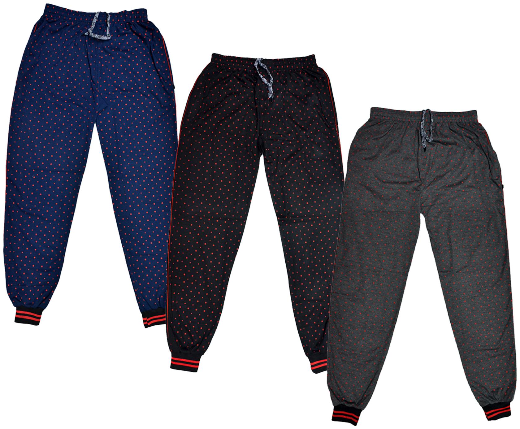 

IndiWeaves Men Cotton Pranted Lowers Pyjama and Track Pants Pack of 3