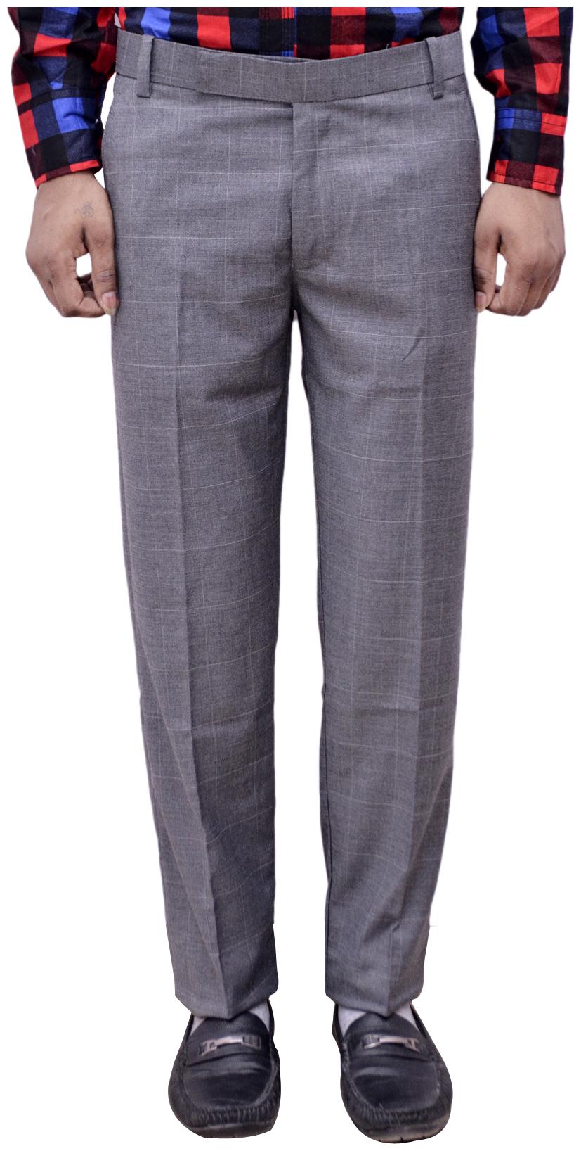 

Indiweaves Men Solid Regular Fit Formal Trouser - Grey