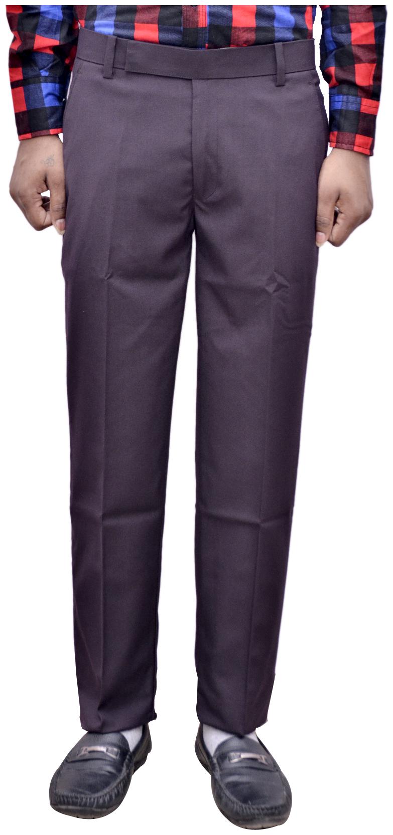 

Indiweaves Men Solid Regular Fit Formal Trouser - Purple