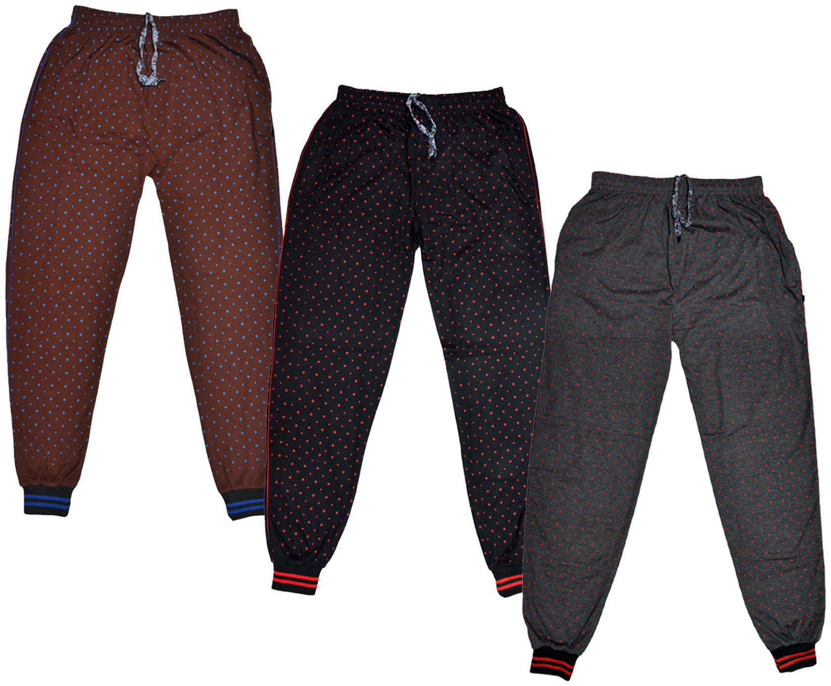 

IndiWeaves Men Cotton Pranted Lowers Pyjama and Track Pants Pack of 3