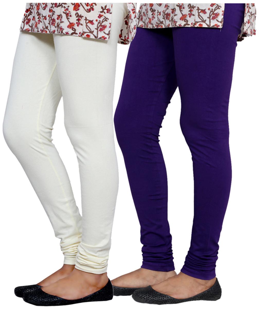 

IndiWeaves Multi Color Cotton Churidar Legging Pack of 2