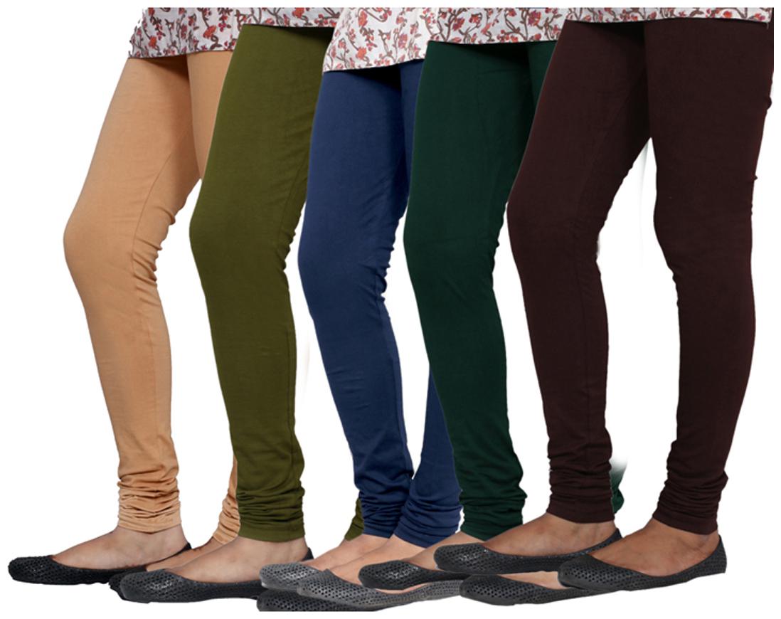 

Indiweaves Multi Color Cotton Churidar Legging Pack of 5