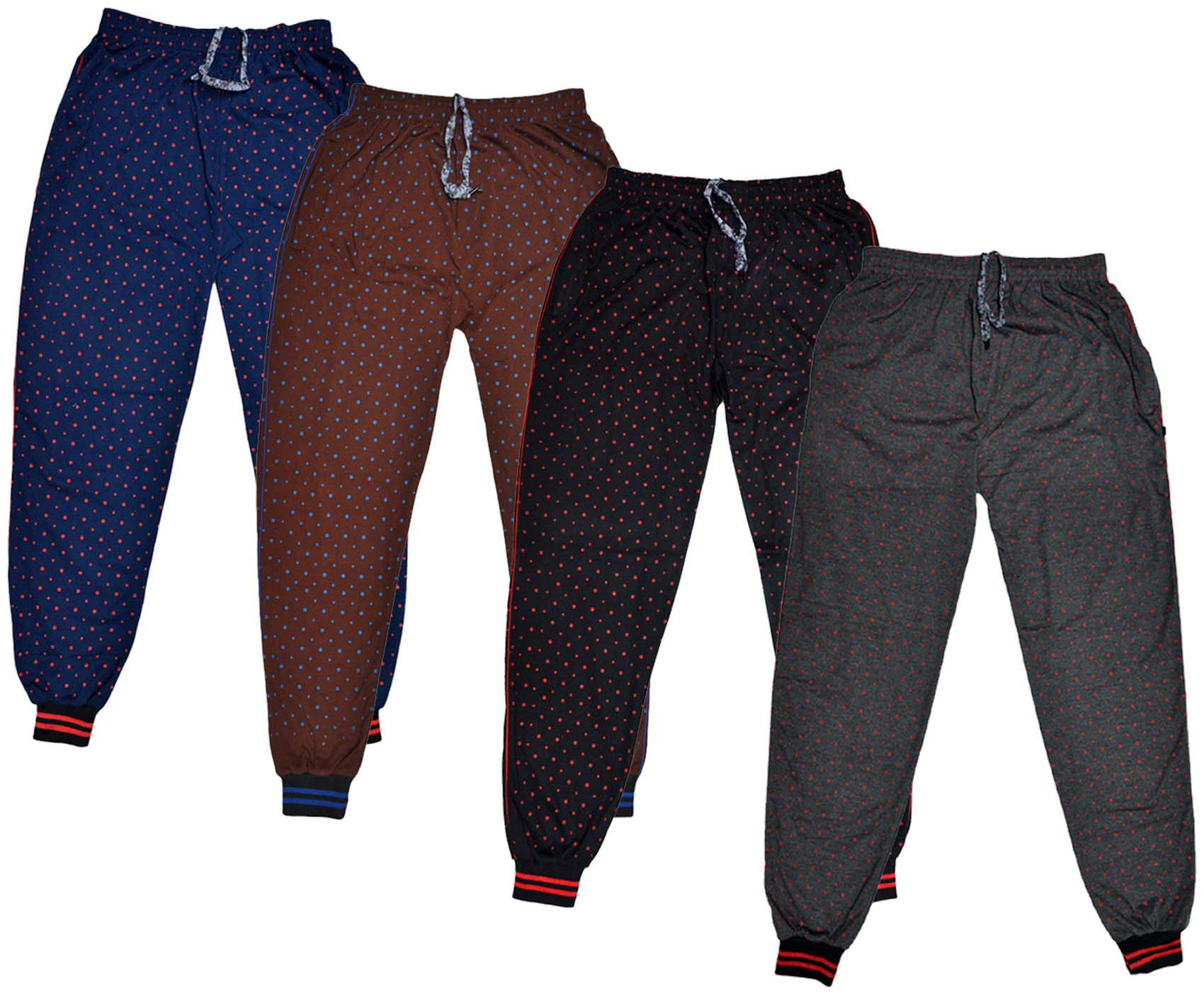 

IndiWeaves Men Cotton Pranted Lowers Pyjama and Track Pants Pack of 4
