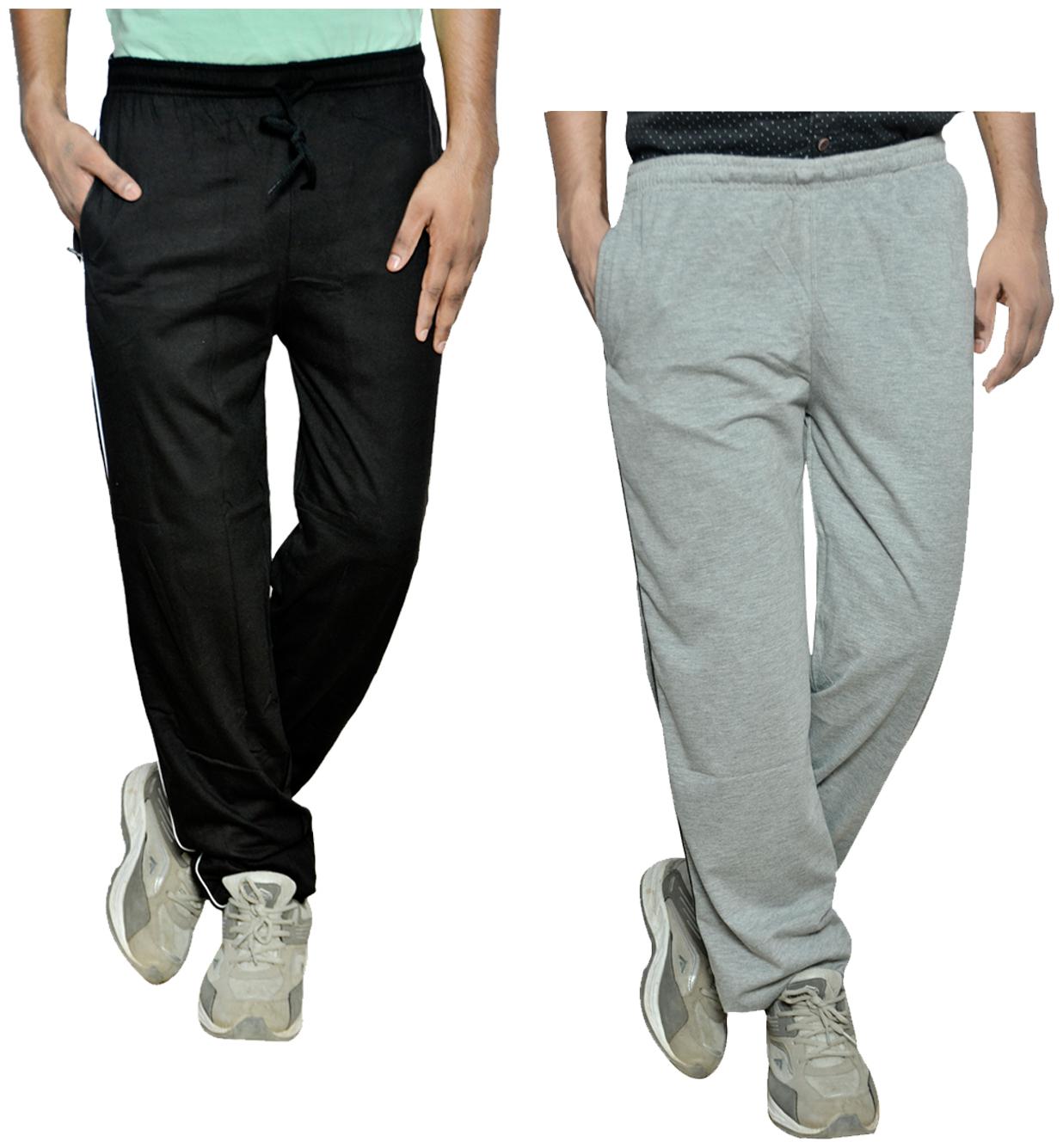 

IndiWeaves Mens Cotton Solid Track Pants Lower (Pack of 2) Grey and Black color