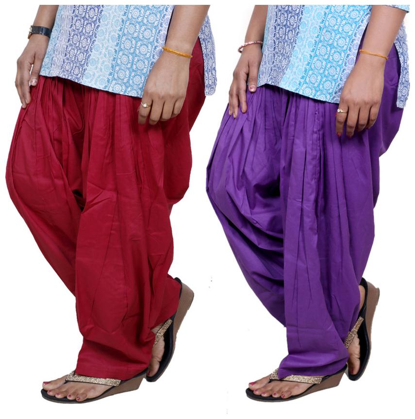 

IndiWeaves Maroon And Purple Pack Of 2 Salwar