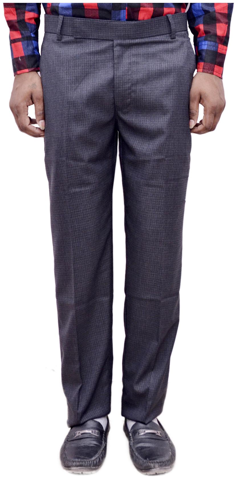 

Indiweaves Men Solid Regular Fit Formal Trouser - Blue