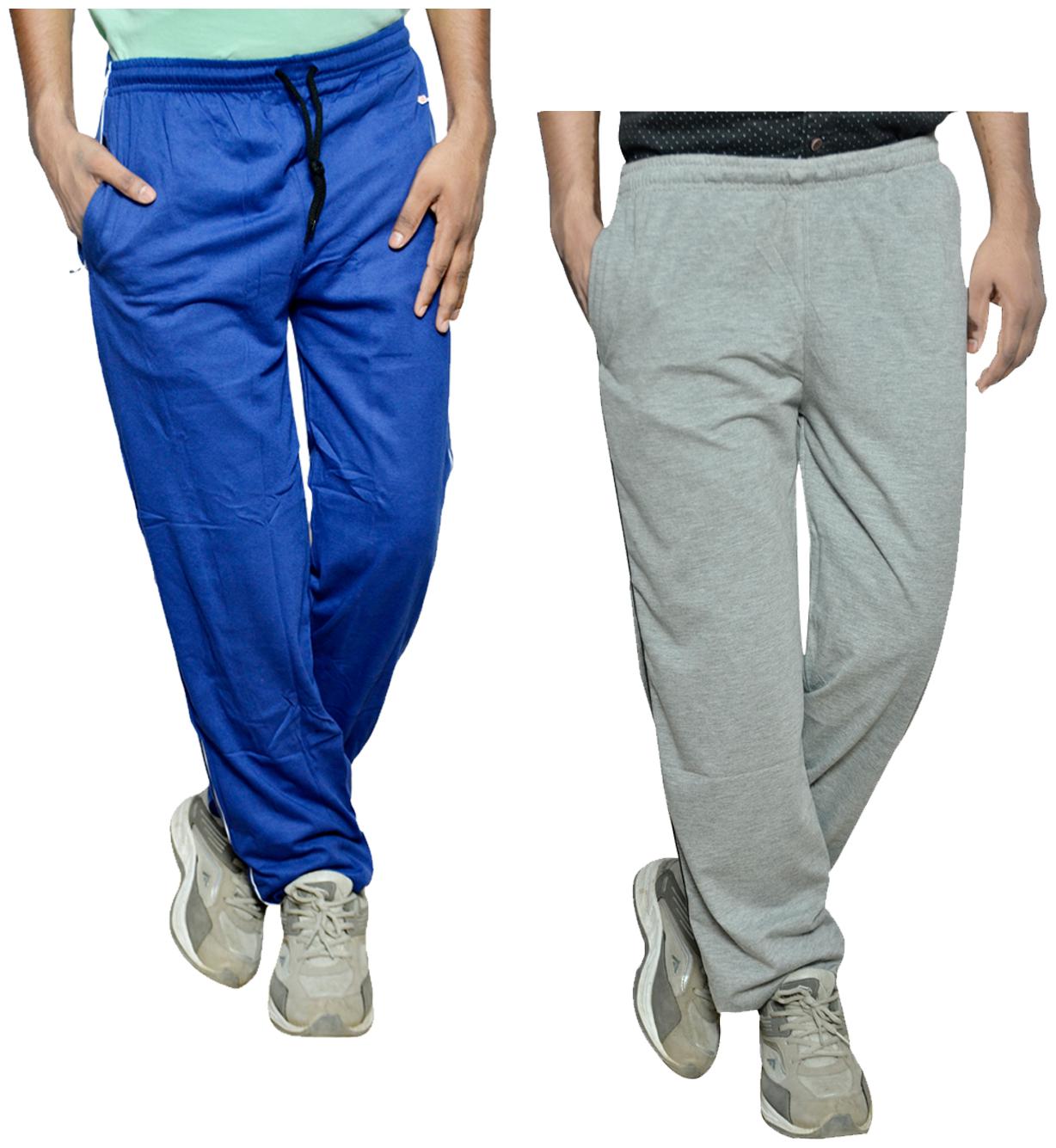

Indiweaves Men Grey Blue Solid Regular fit Track pants