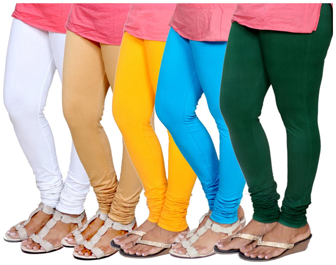 

Indiweaves Multi Color Cotton Churidar Legging Pack of 5