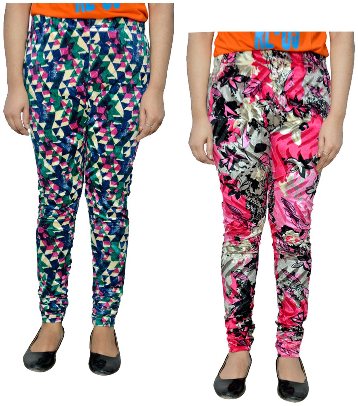

IndiWeaves Printed Velvet Leggings for Women Multi Color