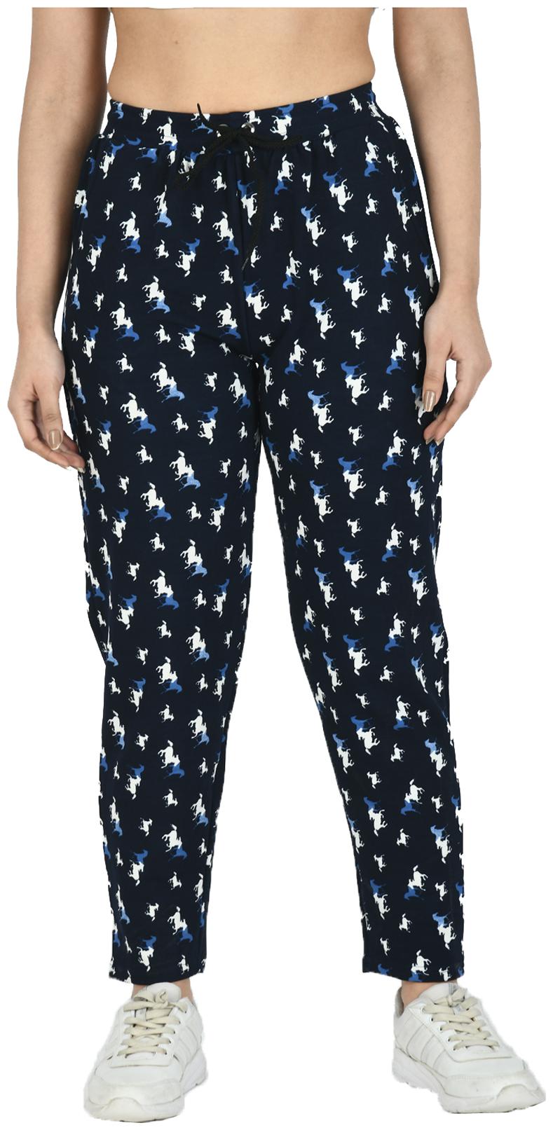 

Indiweaves Women Regular fit Polyester Printed Track pants - Navy
