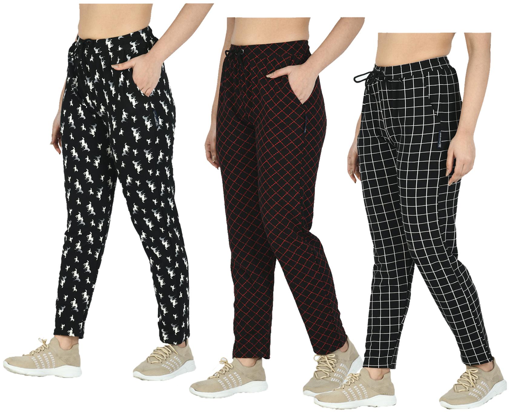 

Indiweaves Women Regular fit Polyester Printed Track pants - Multi