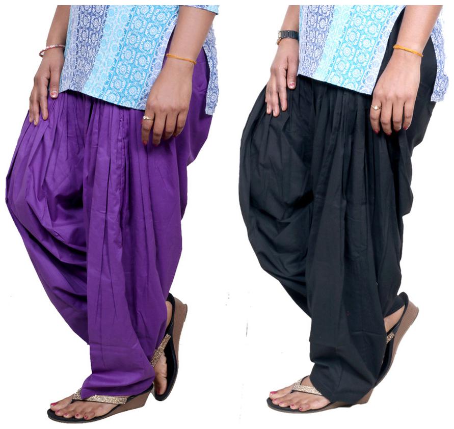 

IndiWeaves Purple And Black Pack Of 2 Salwar