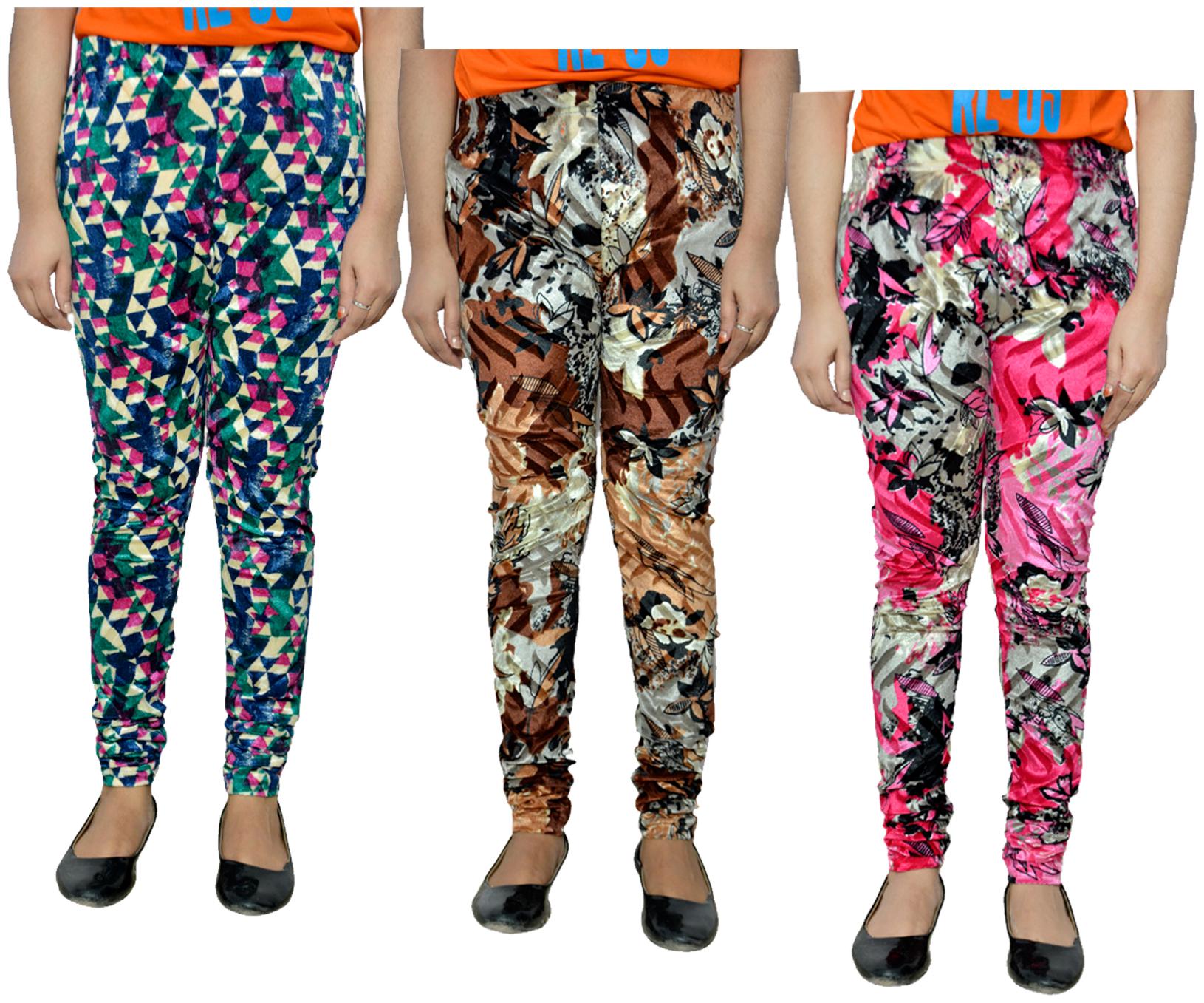 

IndiWeaves Printed Velvet Leggings for Women Multi Color