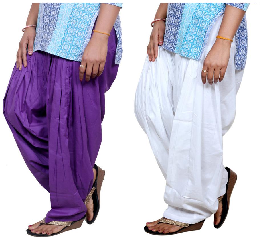 

IndiWeaves Purple And White Pack Of 2 Salwar