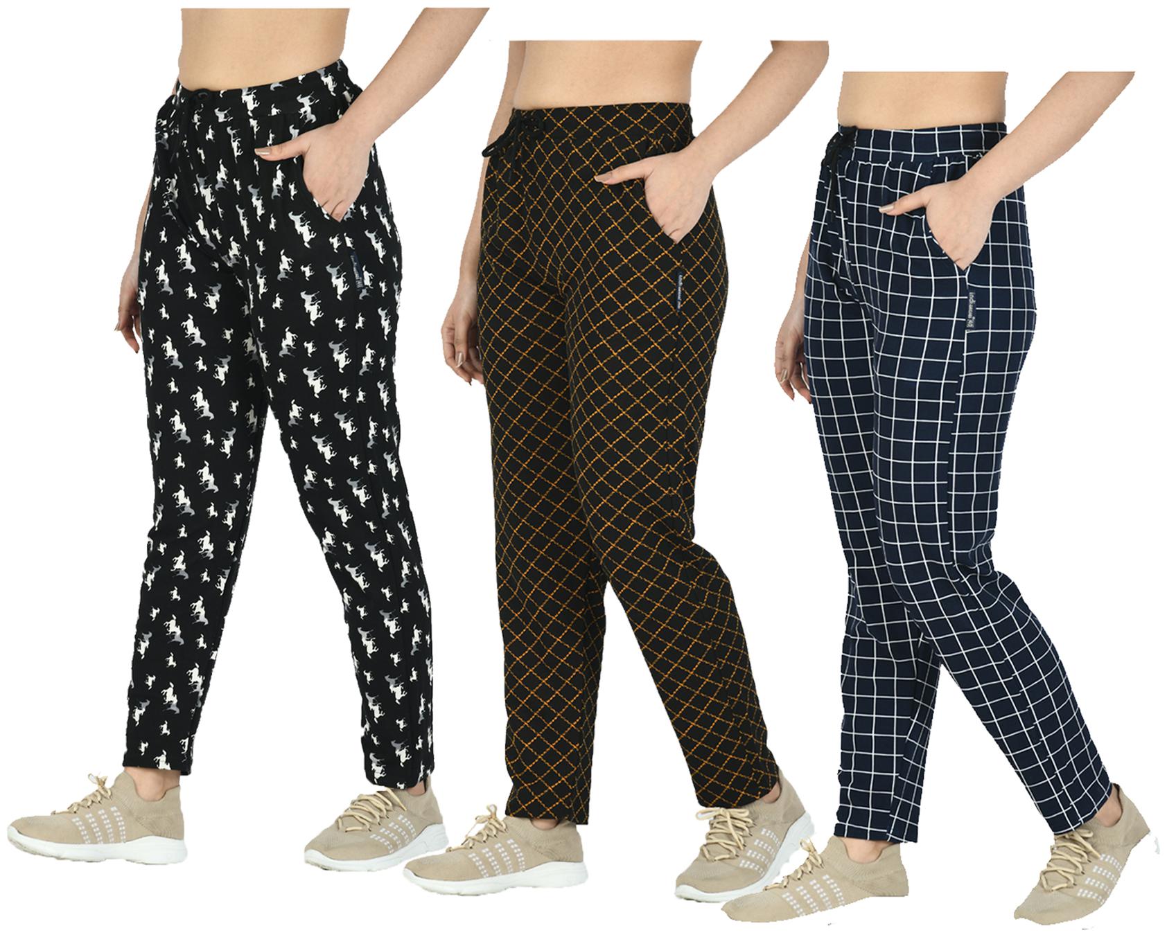 

Indiweaves Women Regular fit Polyester Printed Track pants - Multi