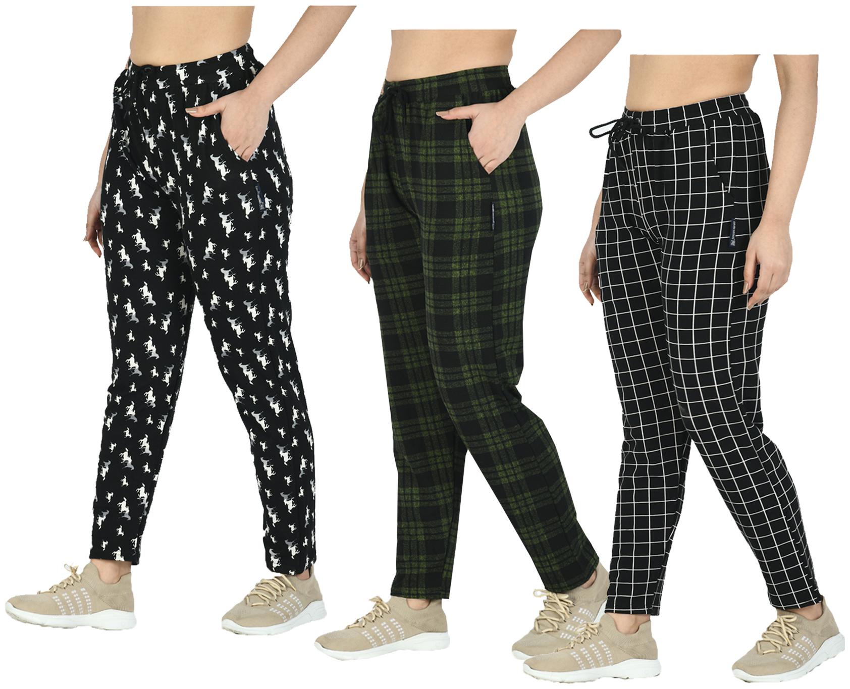 

Indiweaves Women Regular fit Polyester Printed Track pants - Multi