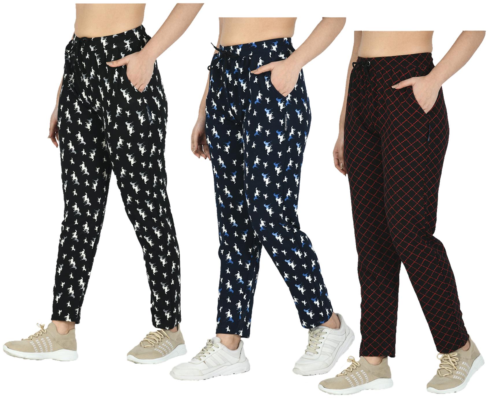

Indiweaves Women Regular fit Polyester Printed Track pants - Multi