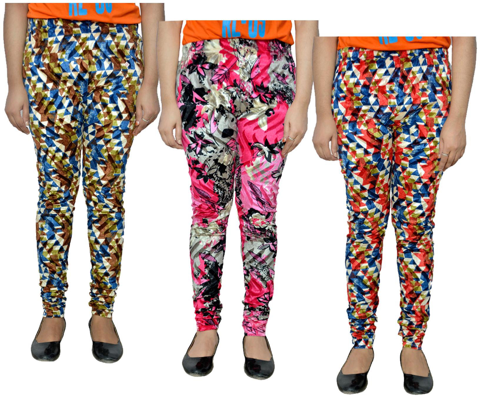 

IndiWeaves Printed Velvet Leggings for Women Multi Color