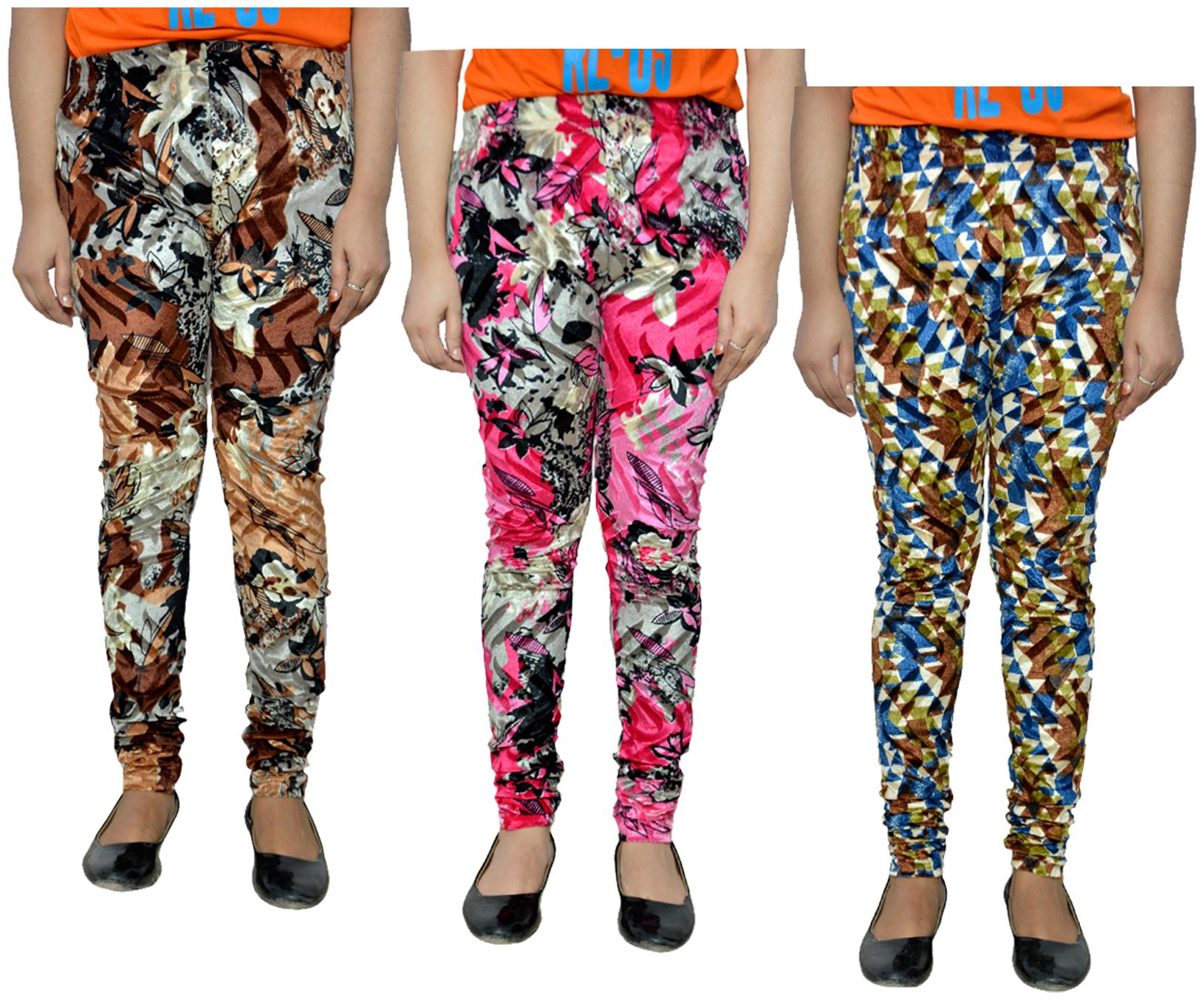 

IndiWeaves Printed Velvet Leggings for Women Multi Color