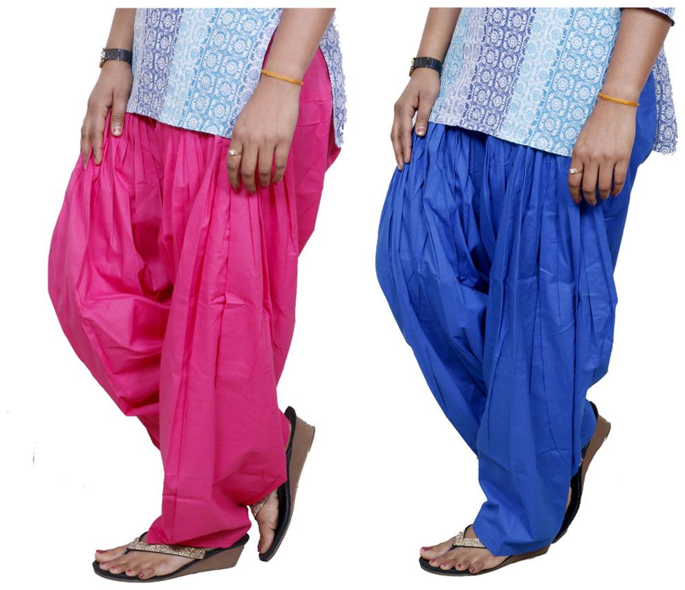 

IndiWeaves Pink And Blue Pack Of 2 Salwar