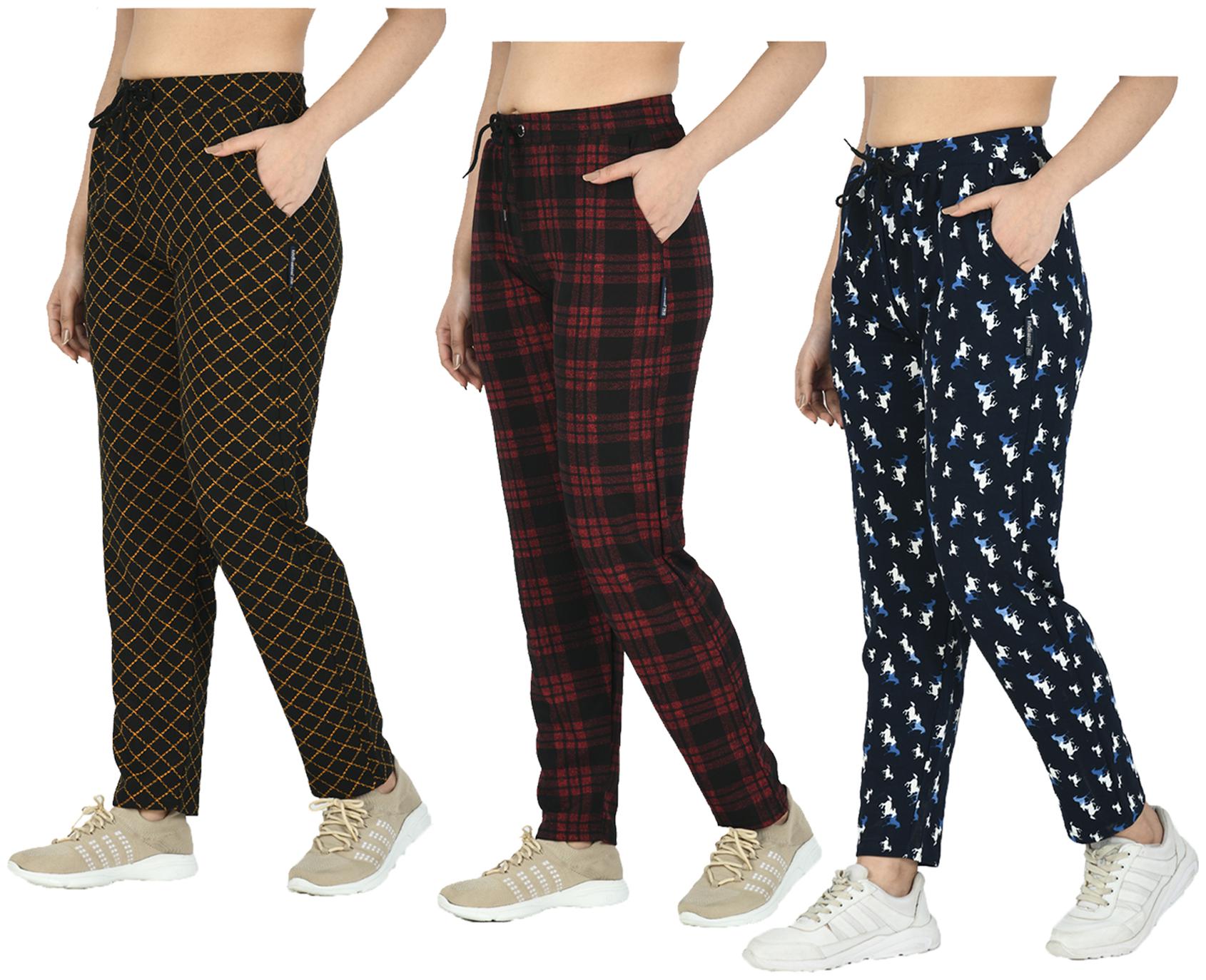 

Indiweaves Women Regular fit Polyester Printed Track pants - Multi