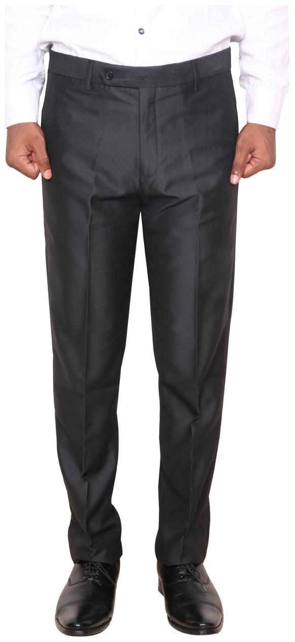 

Indiweaves Men Solid Regular Fit Formal Trouser - Black
