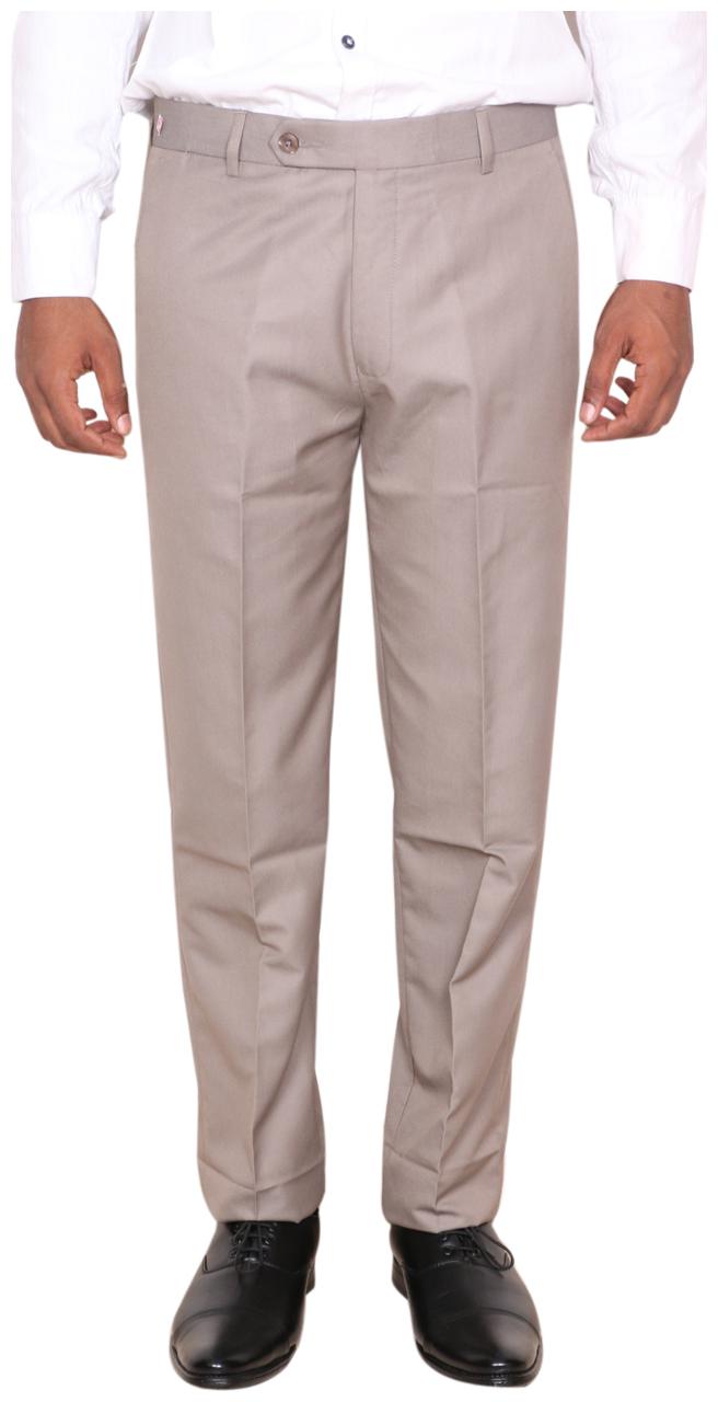 

Indiweaves Men Solid Regular Fit Formal Trouser - Beige