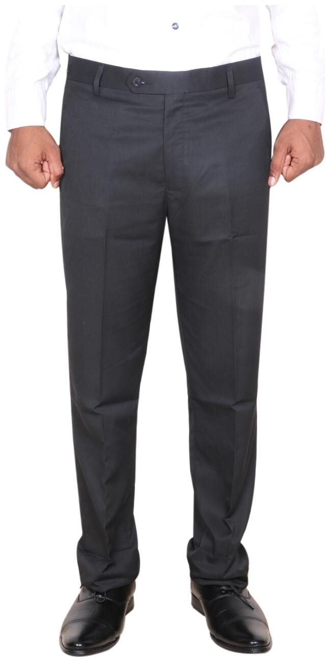 

Indiweaves Men Solid Regular Fit Formal Trouser - Black